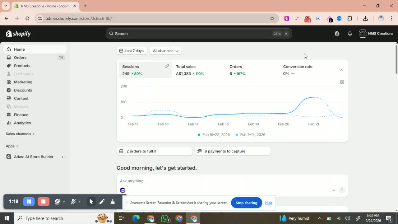 NMS Creations sales dashboard