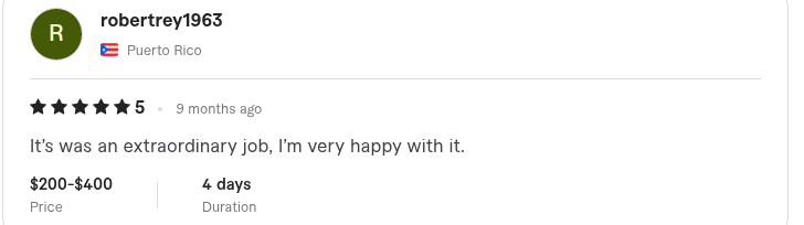 Fiverr review from robertrey1963