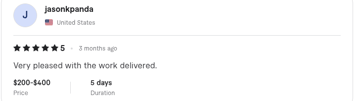 Fiverr review from jasonkpanda