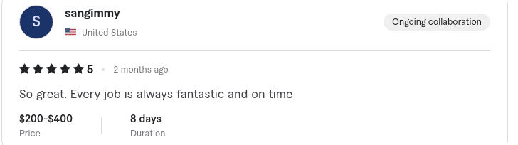 Fiverr review from sangimmy