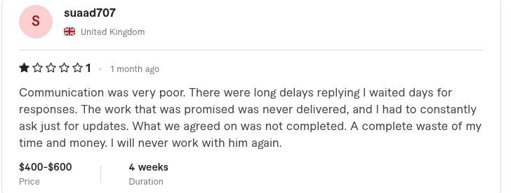 Fiverr review from suaad707